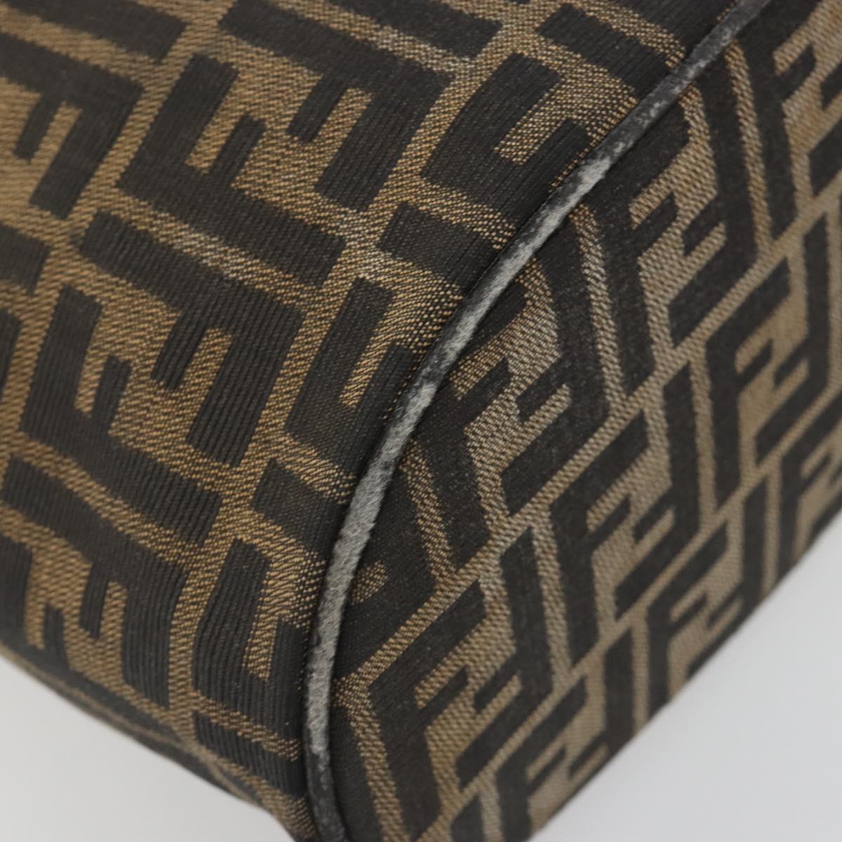 FENDI Zucca Canvas Vanity Pouch Black Brown Auth 195048