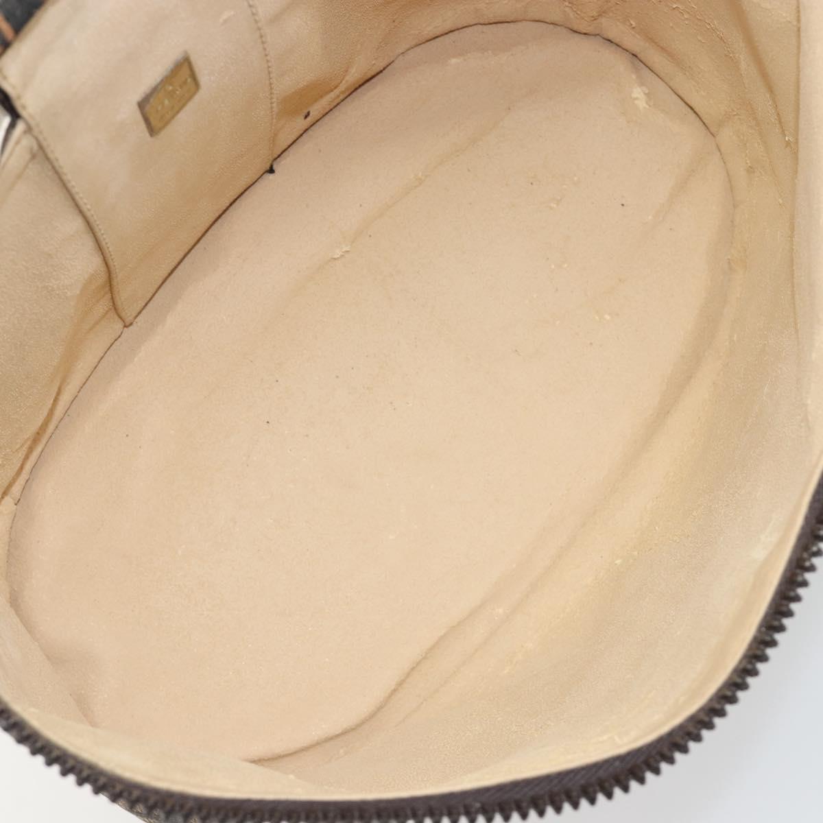 FENDI Zucca Canvas Vanity Pouch Black Brown Auth 195048