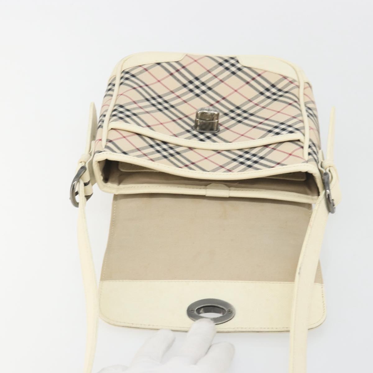 BURBERRY Nova Check Shoulder Bag Canvas Beige Auth 195053