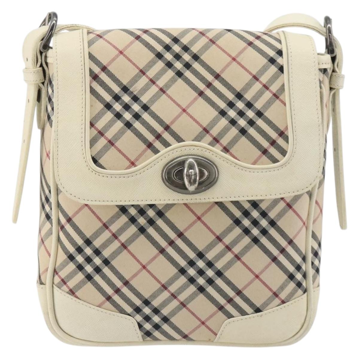 BURBERRY Nova Check Shoulder Bag Canvas Beige Auth 195053