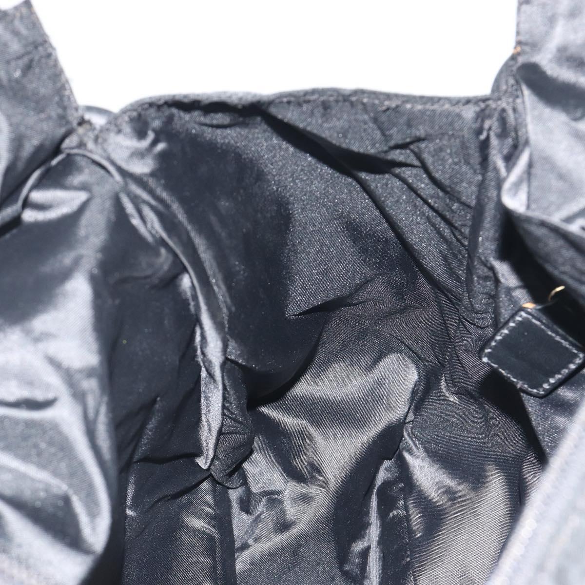 CELINE Circle Tote Bag Nylon Black Gold Auth 195054A