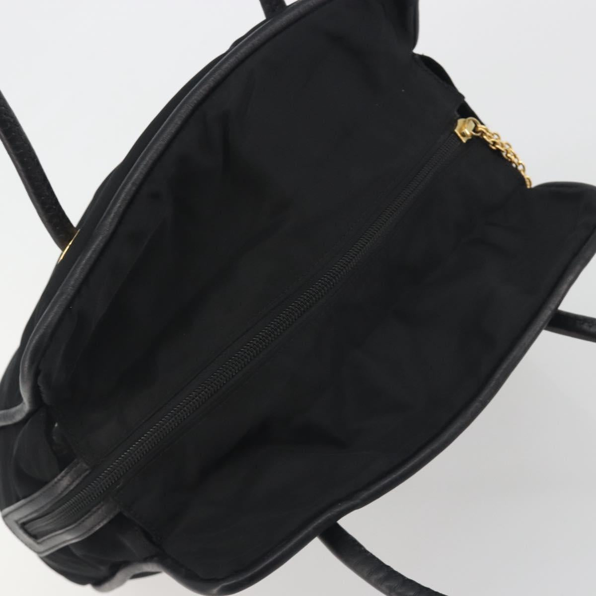 CELINE Circle Tote Bag Nylon Black Gold Auth 195054A