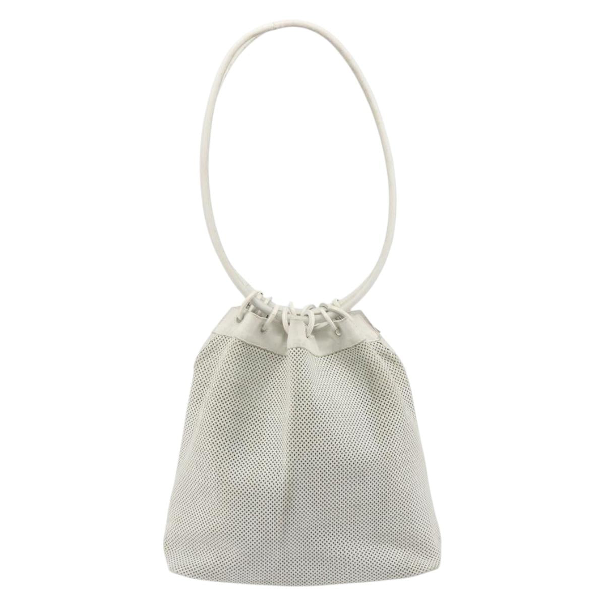 GUCCI Micro GG Canvas Shoulder Bag Leather White 90644 Auth 195055
