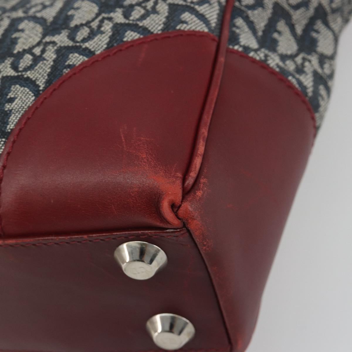 Christian Dior Trotter Canvas Hand Bag Navy Silver Auth 195056A