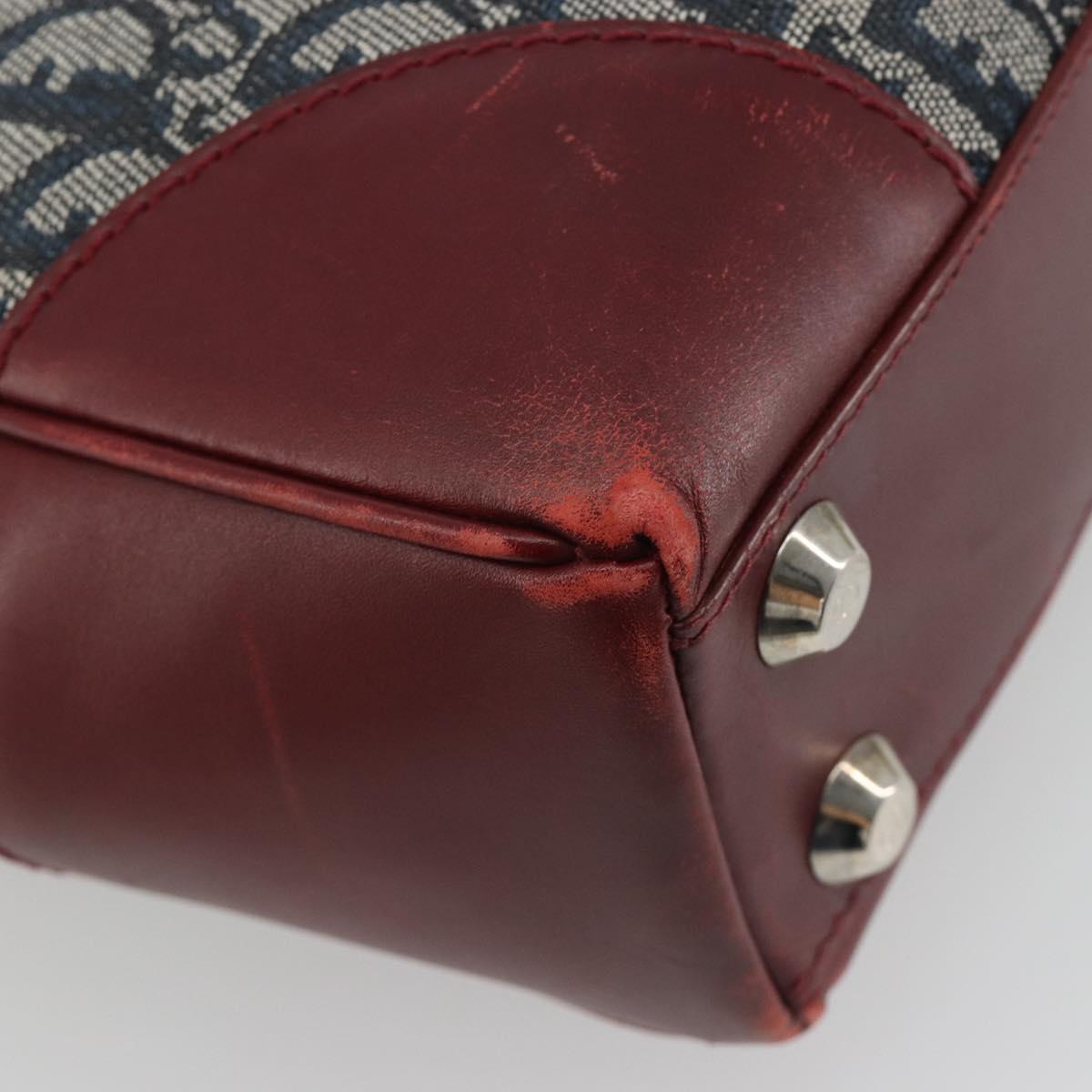 Christian Dior Trotter Canvas Hand Bag Navy Silver Auth 195056A