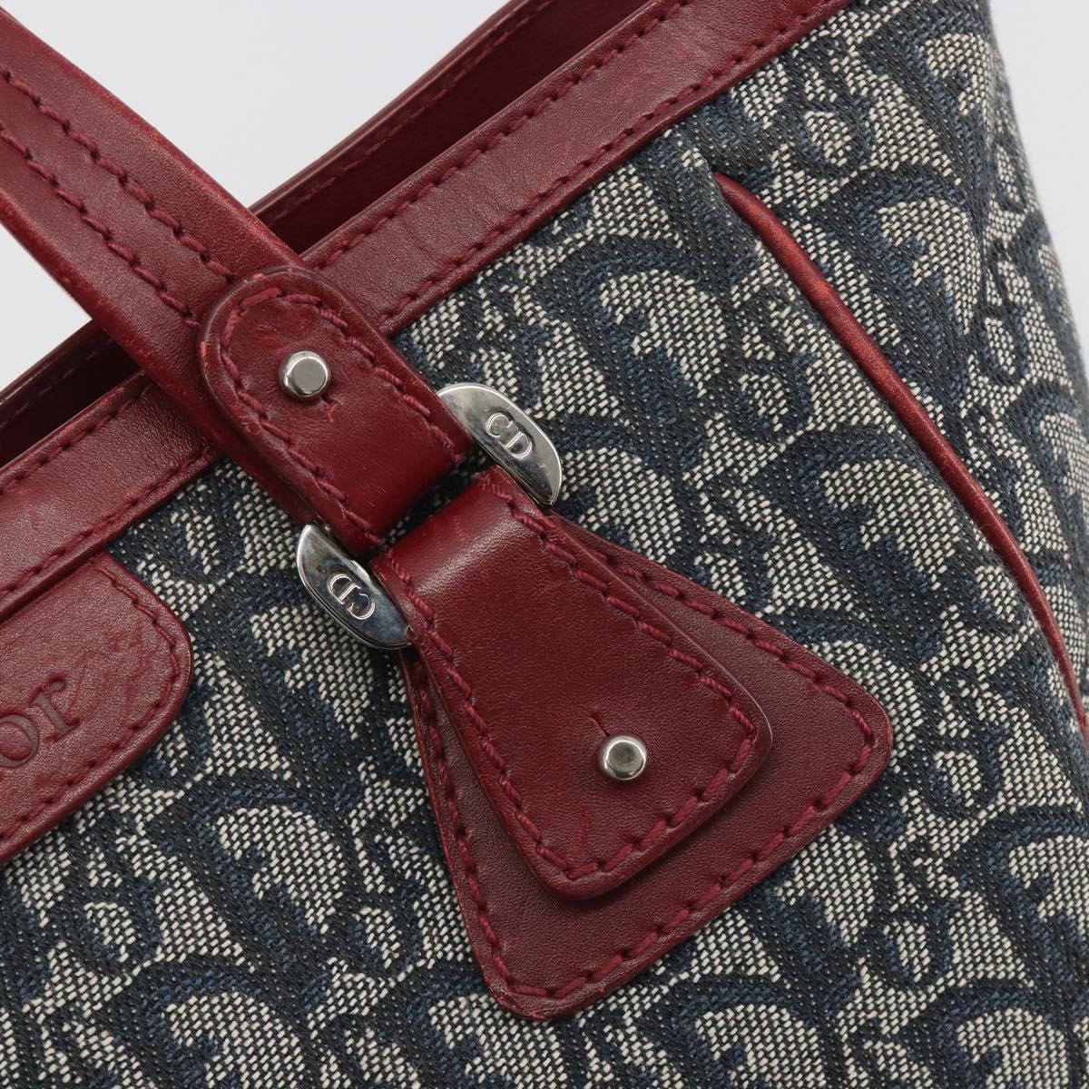 Christian Dior Trotter Canvas Hand Bag Navy Silver Auth 195056A