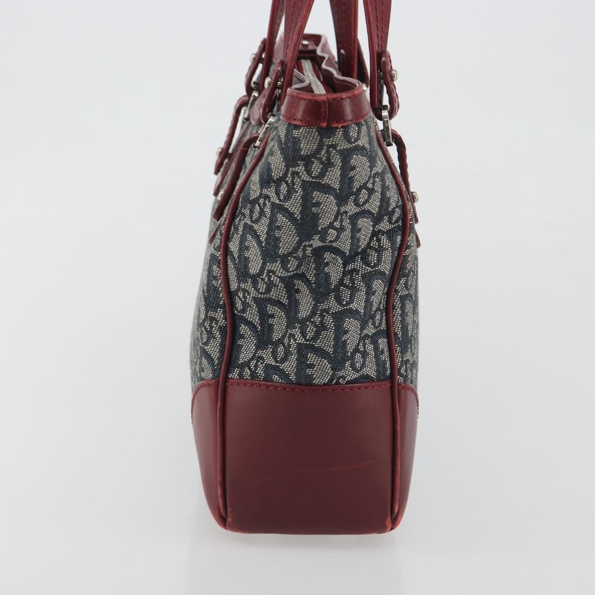 Christian Dior Trotter Canvas Hand Bag Navy Silver Auth 195056A