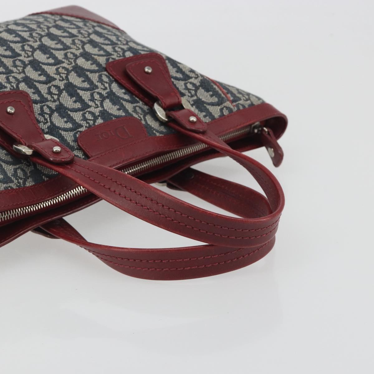 Christian Dior Trotter Canvas Hand Bag Navy Silver Auth 195056A