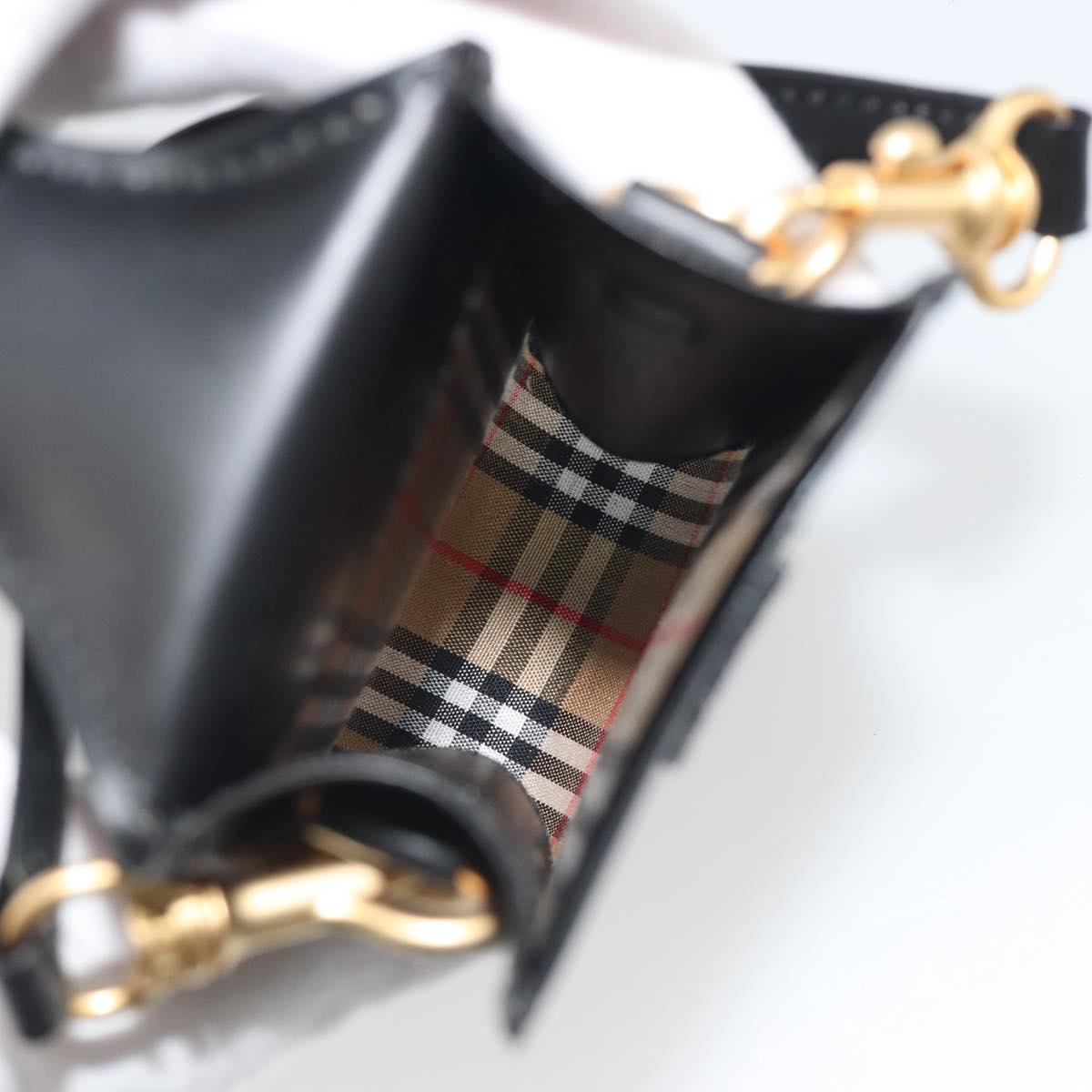 BURBERRY Pouch Leather Black Gold Auth 195059A