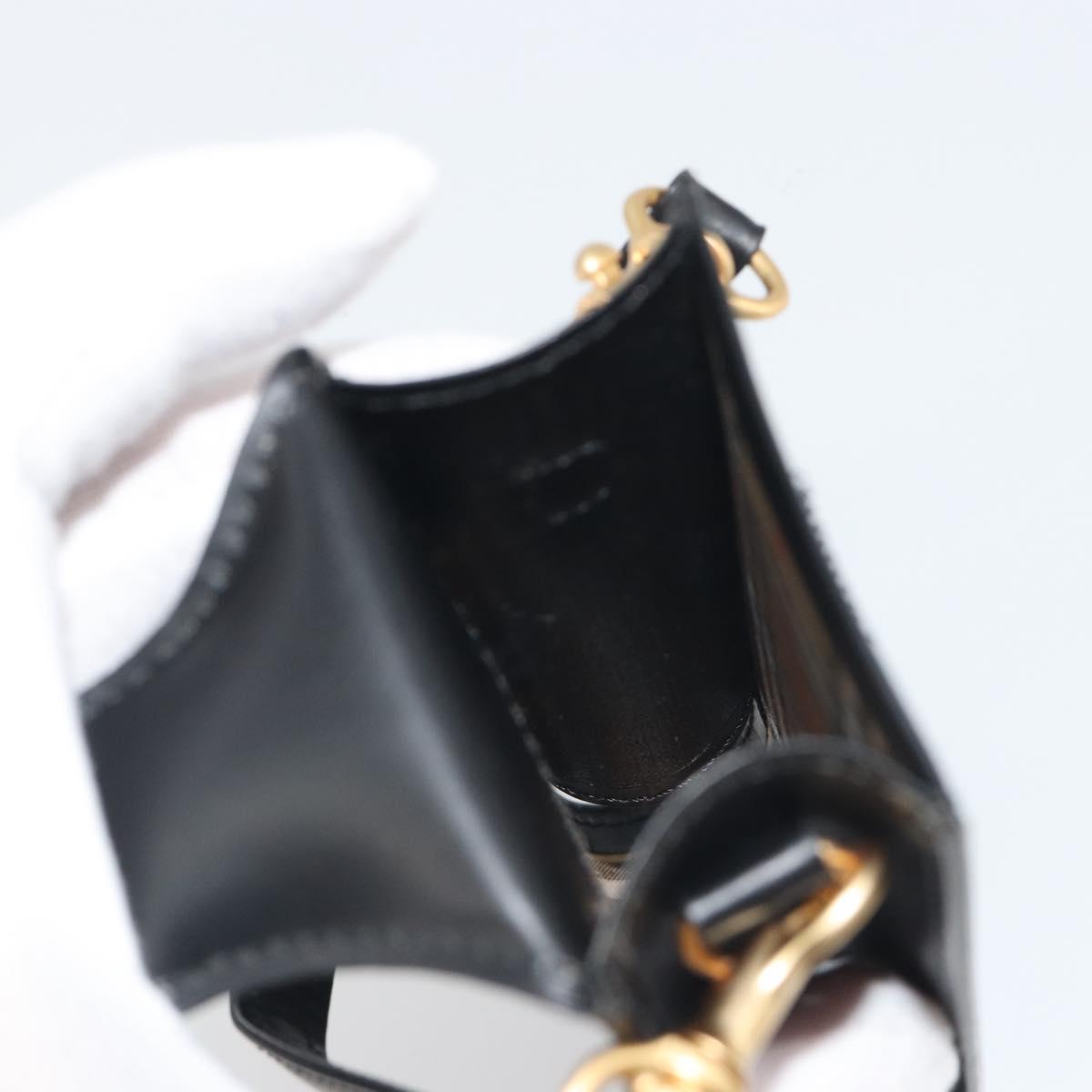 BURBERRY Pouch Leather Black Gold Auth 195059A