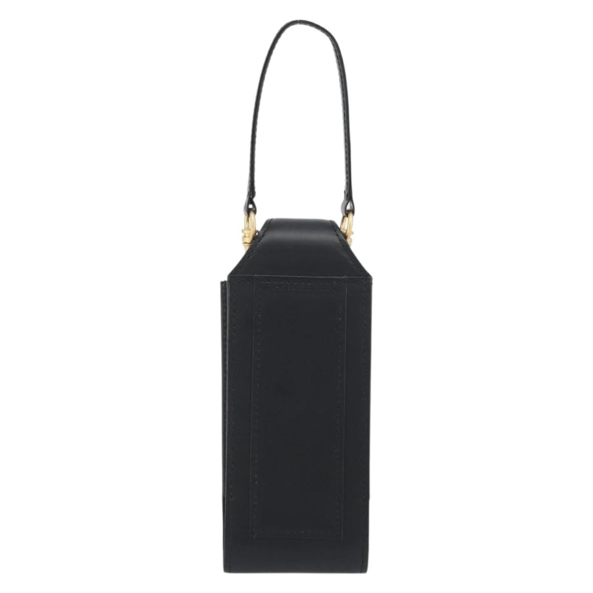 BURBERRY Pouch Leather Black Gold Auth 195059A