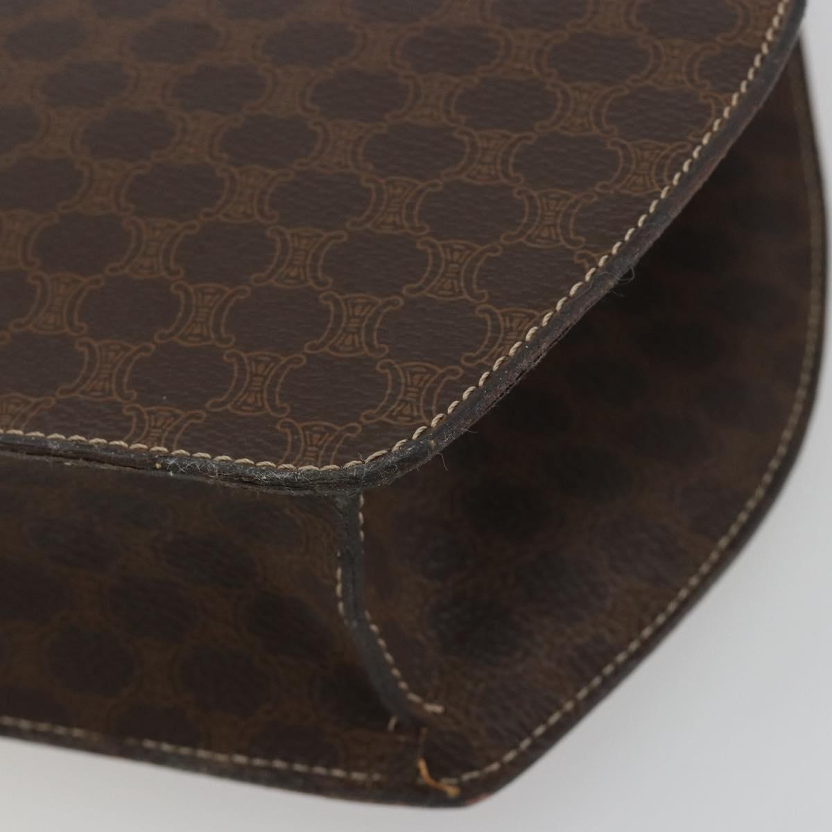 CELINE Macadam Canvas Star Ball Hand Bag PVC Leather Brown Gold Auth 195060
