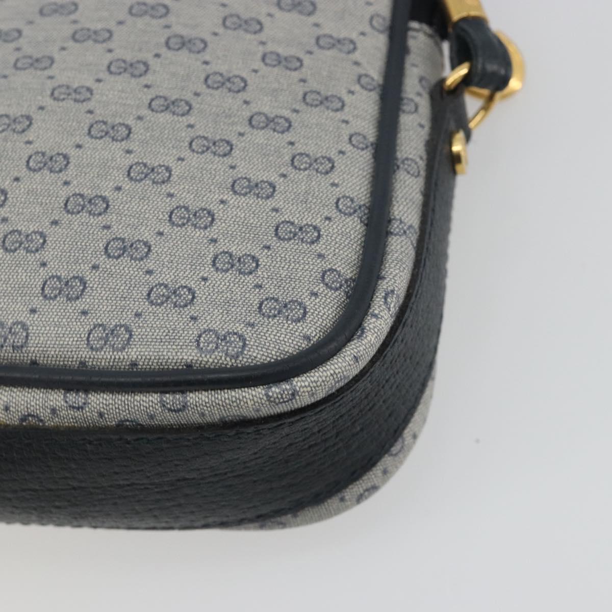 GUCCI Micro GG Canvas Shoulder Bag PVC Navy Gold Auth 195064