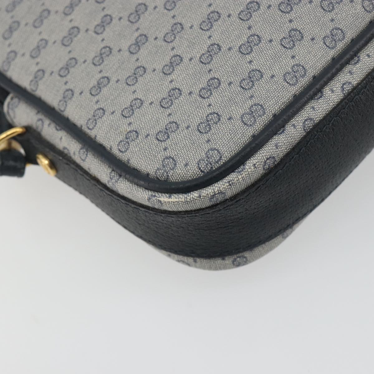 GUCCI Micro GG Canvas Shoulder Bag PVC Navy Gold Auth 195064