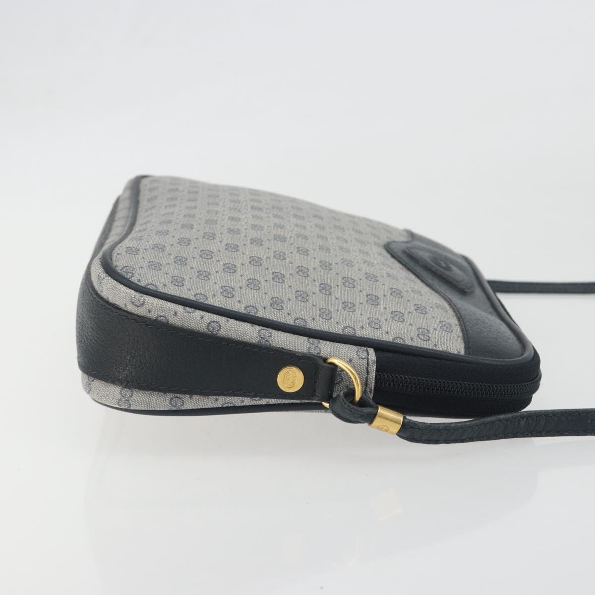 GUCCI Micro GG Canvas Shoulder Bag PVC Navy Gold Auth 195064