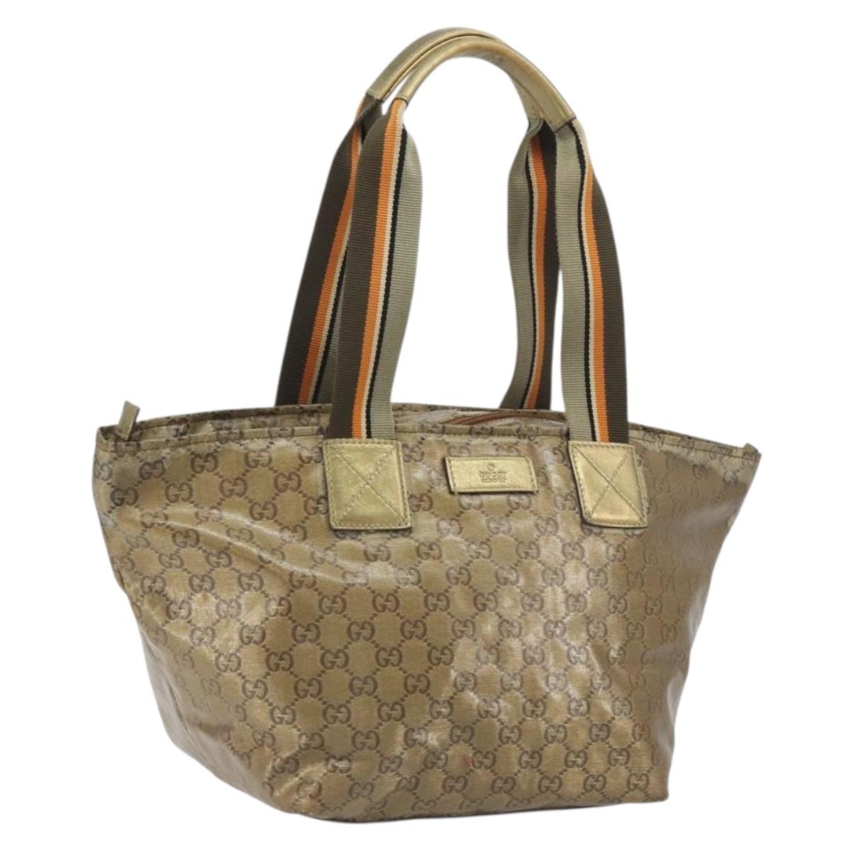 GUCCI GG Canvas GG Crystal Tote Bag Coated Canvas Gold 131230 Auth 195067