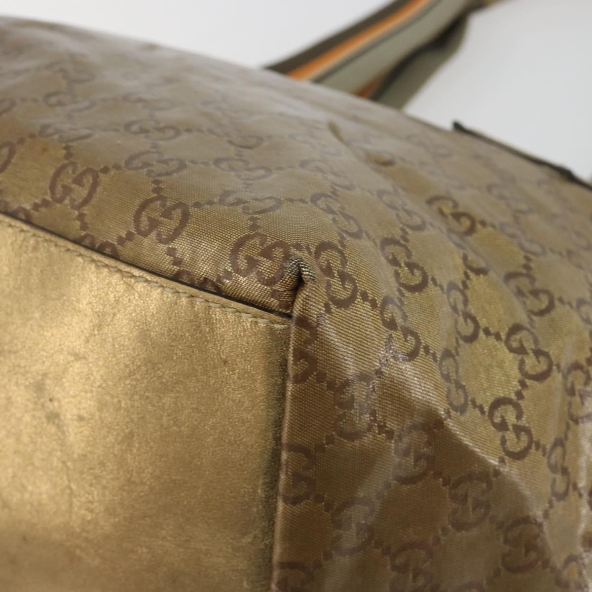 GUCCI GG Canvas GG Crystal Tote Bag Coated Canvas Gold 131230 Auth 195067