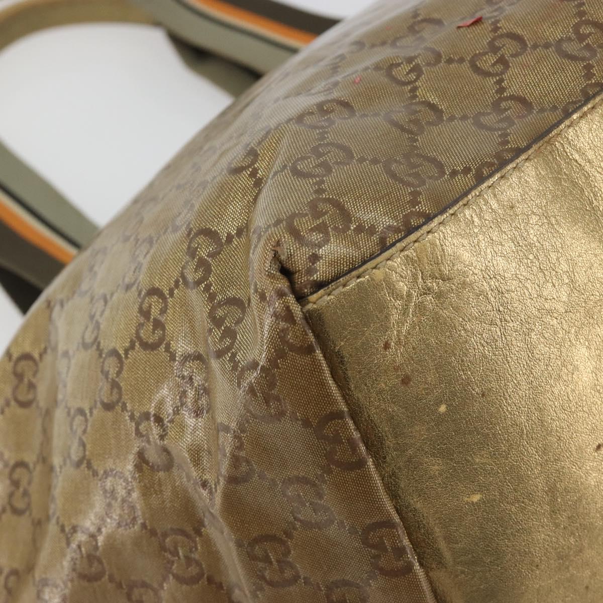 GUCCI GG Canvas GG Crystal Tote Bag Coated Canvas Gold 131230 Auth 195067