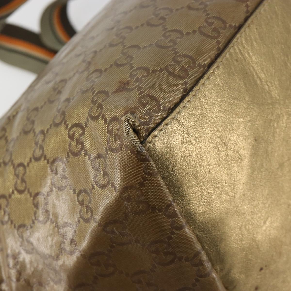 GUCCI GG Canvas GG Crystal Tote Bag Coated Canvas Gold 131230 Auth 195067