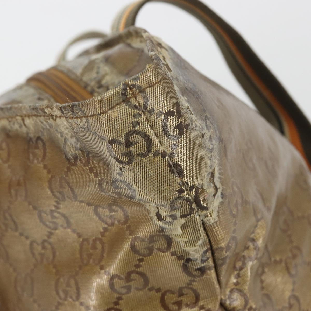 GUCCI GG Canvas GG Crystal Tote Bag Coated Canvas Gold 131230 Auth 195067