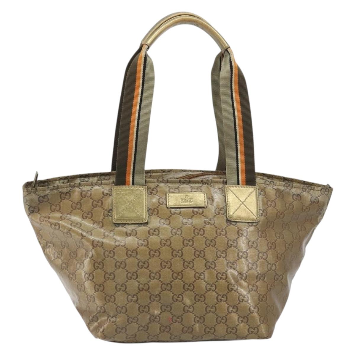 GUCCI GG Canvas GG Crystal Tote Bag Coated Canvas Gold 131230 Auth 195067