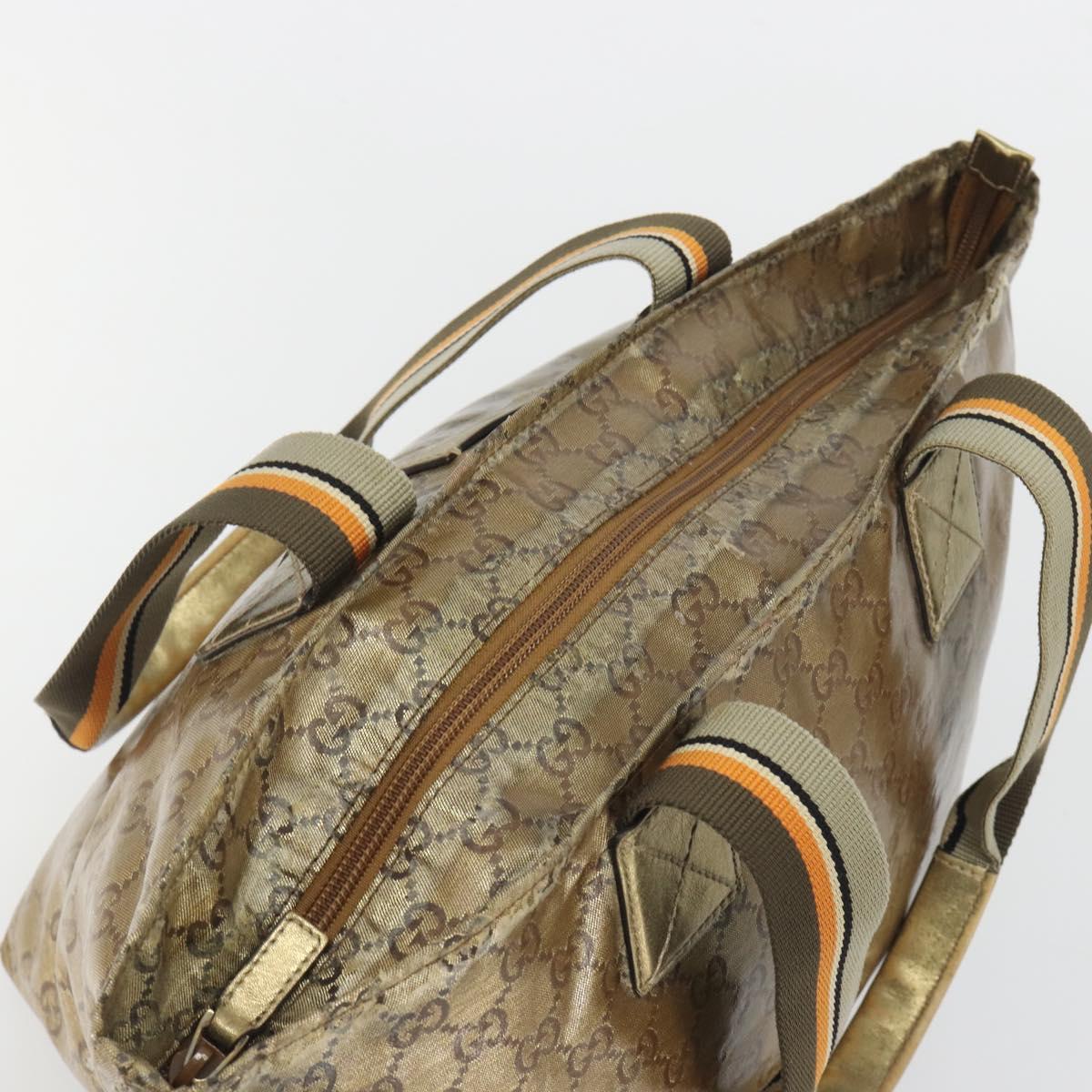 GUCCI GG Canvas GG Crystal Tote Bag Coated Canvas Gold 131230 Auth 195067