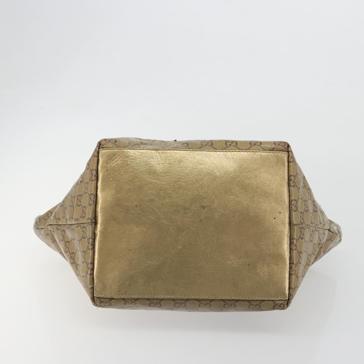 GUCCI GG Canvas GG Crystal Tote Bag Coated Canvas Gold 131230 Auth 195067