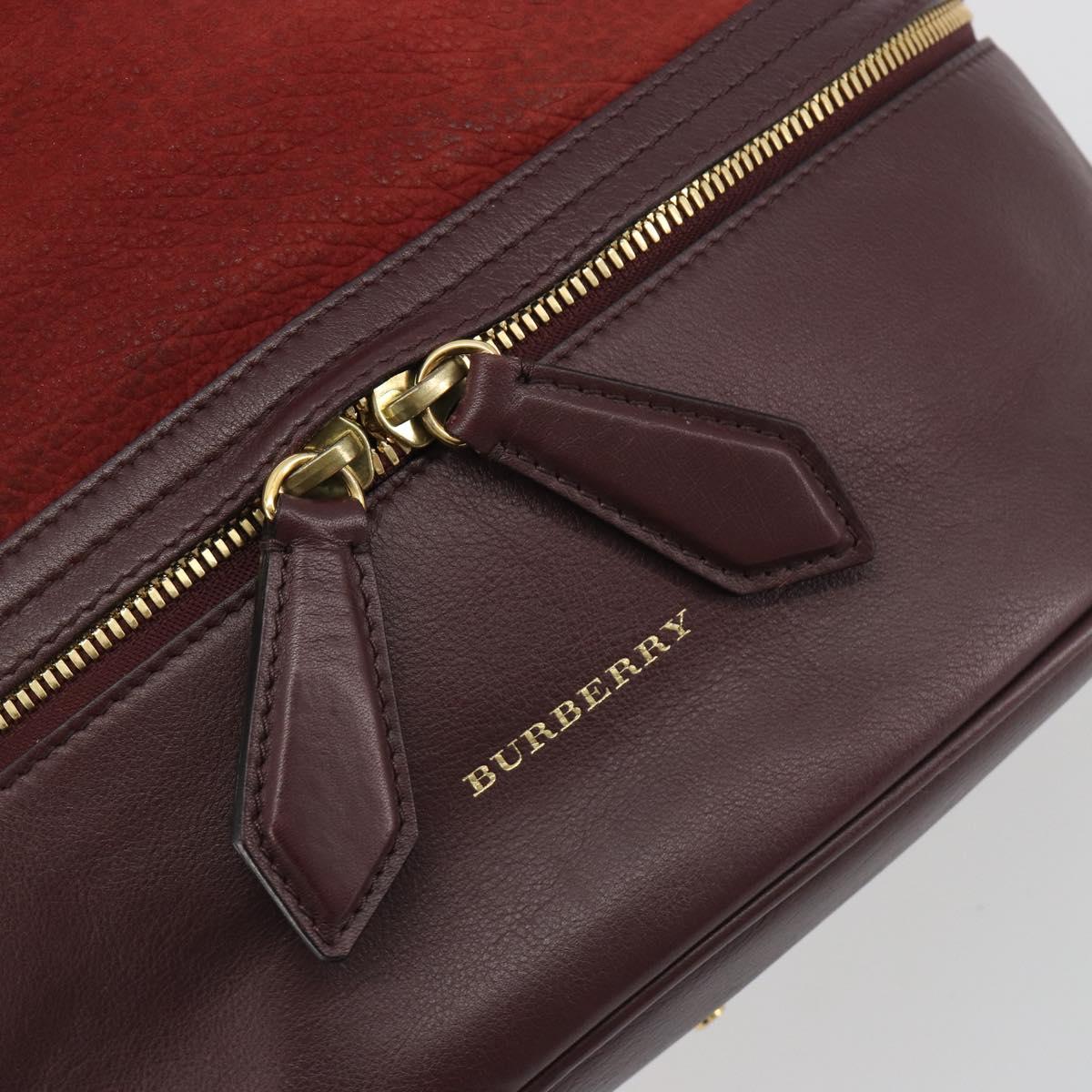 BURBERRY Nova Check Shoulder Bag Canvas Leather Silver Bordeaux Auth 195068