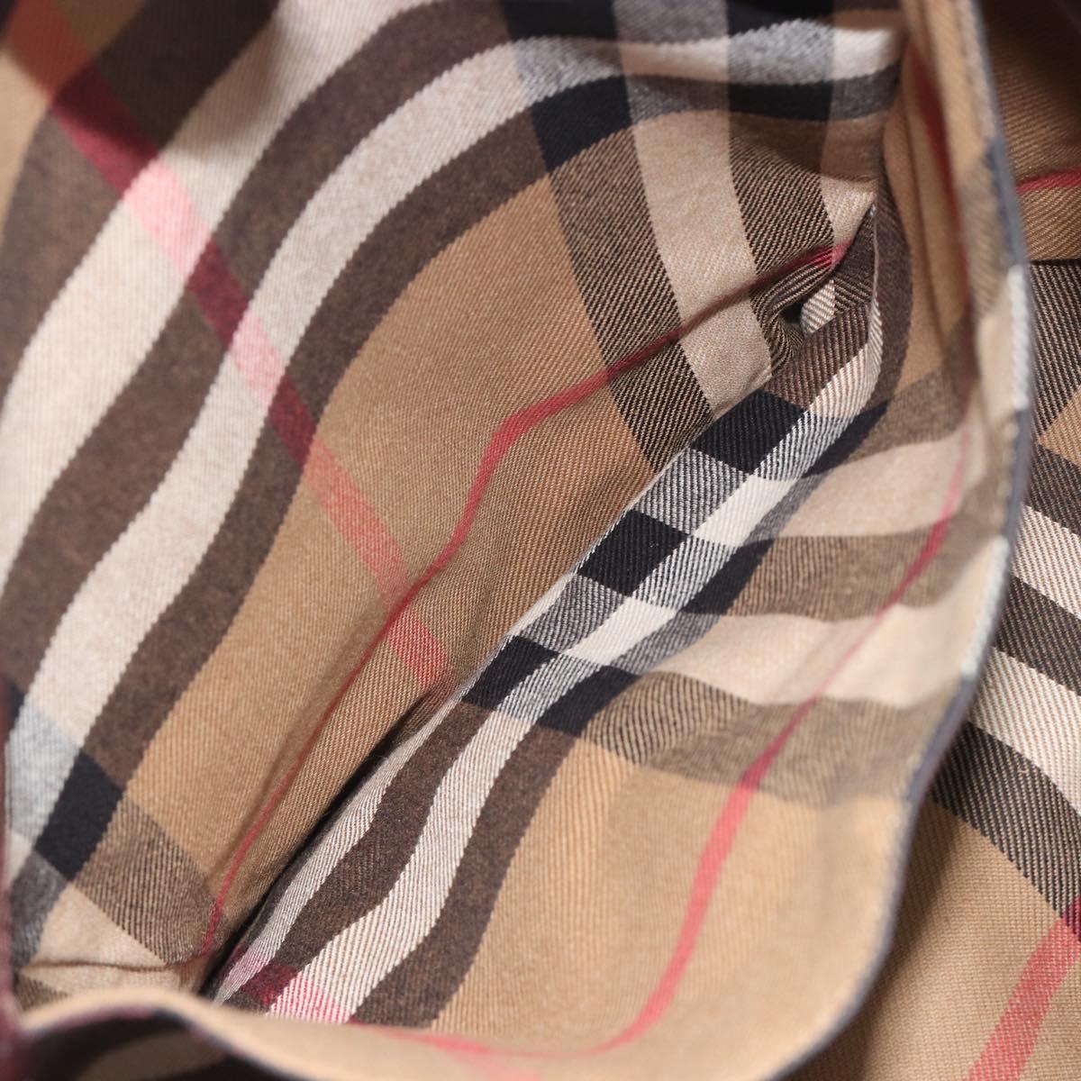 BURBERRY Nova Check Shoulder Bag Canvas Leather Silver Bordeaux Auth 195068