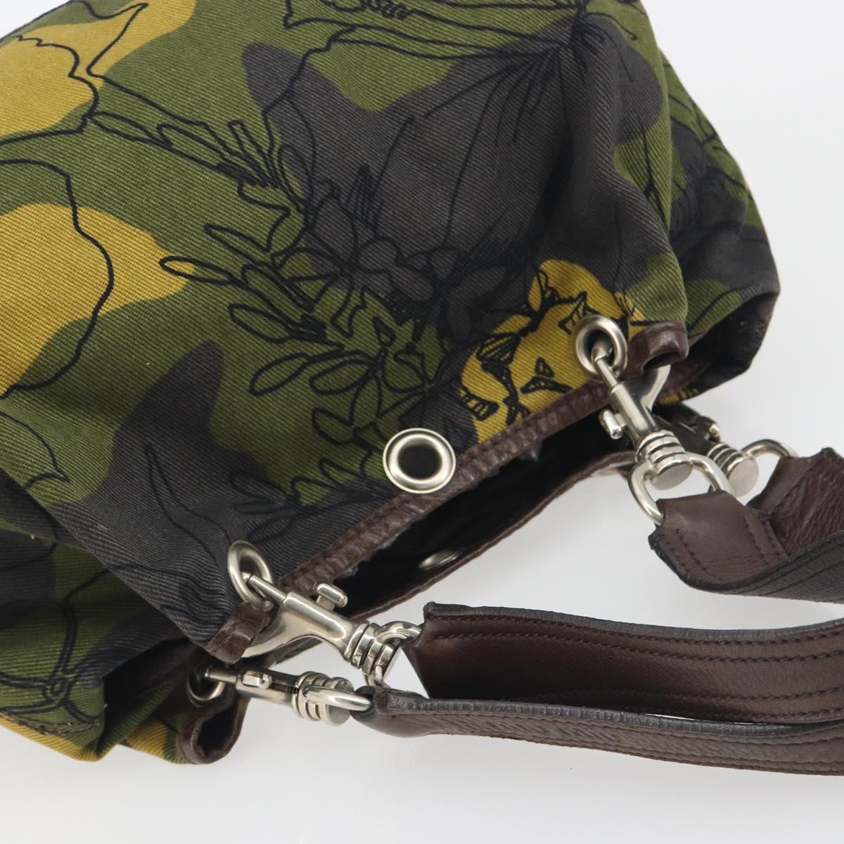 Miu Miu Tote Bag Canvas Green Silver Auth 195073A