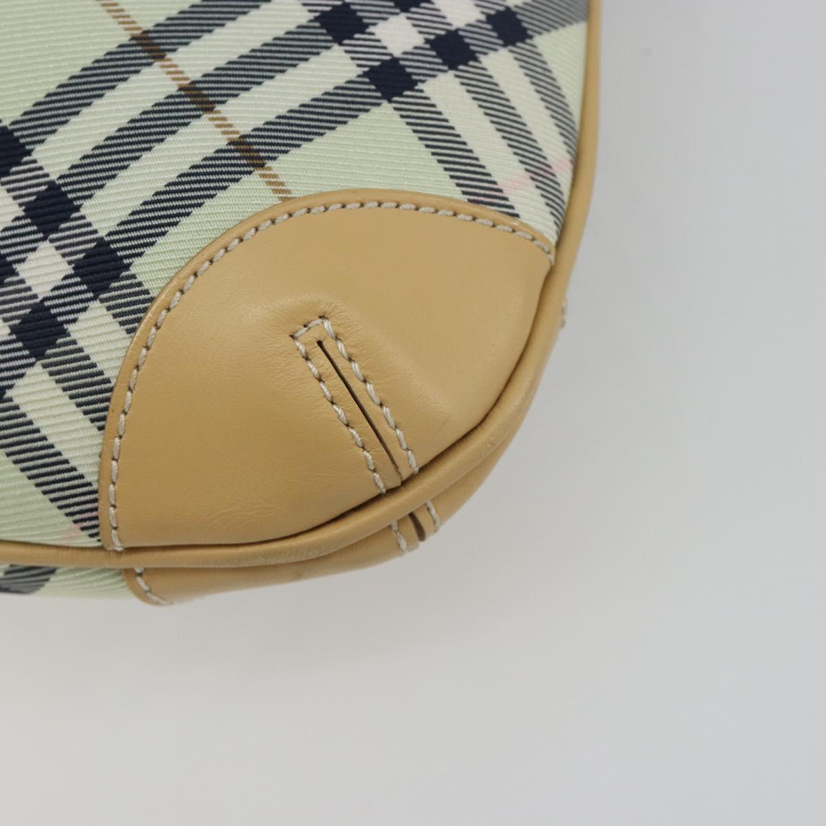 BURBERRY Nova Check Blue Label Shoulder Bag Nylon Green Silver Auth 195078A