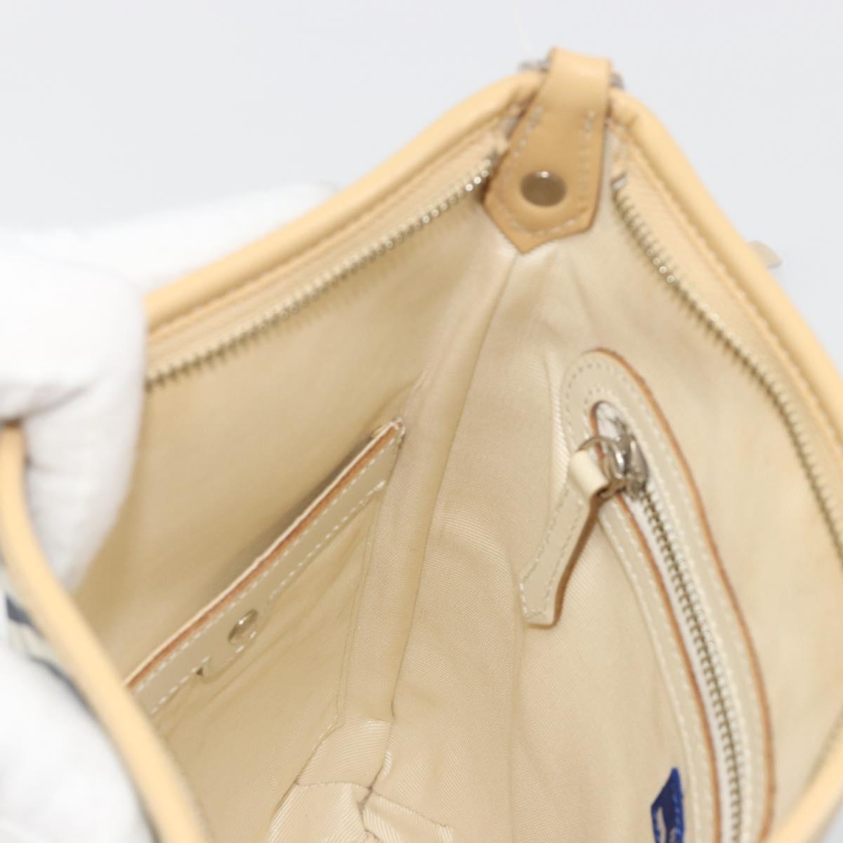 BURBERRY Nova Check Blue Label Shoulder Bag Nylon Green Silver Auth 195078A