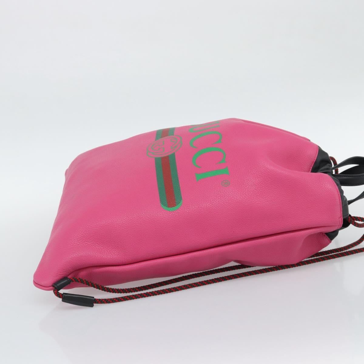 GUCCI Drawstring Backpack Leather Pink 516639 Auth 195079A