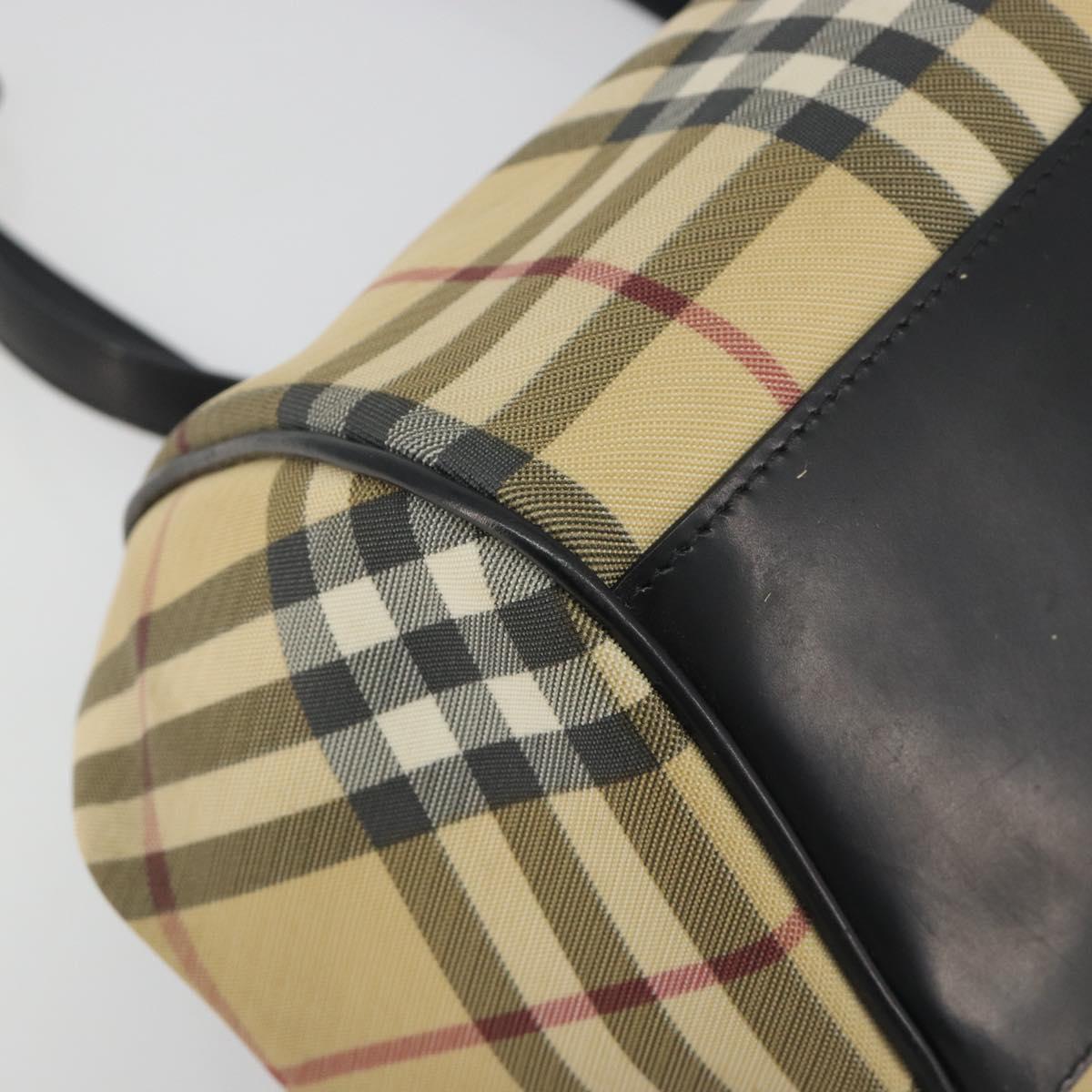 BURBERRY Nova Check Tote Bag PVC Beige Silver Auth 195080A