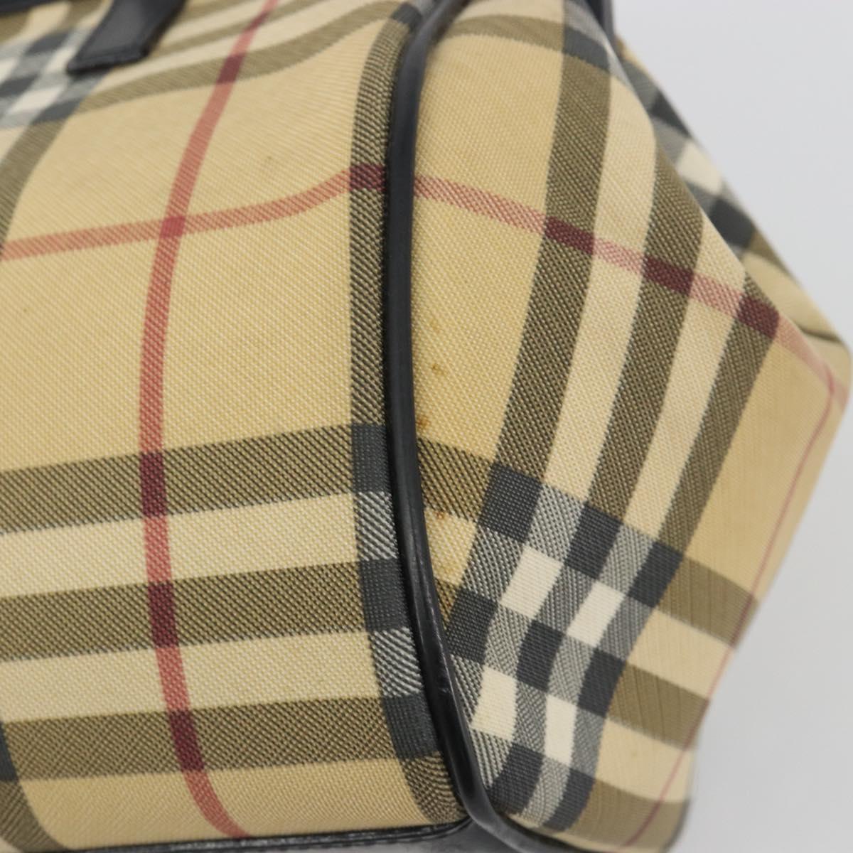 BURBERRY Nova Check Tote Bag PVC Beige Silver Auth 195080A