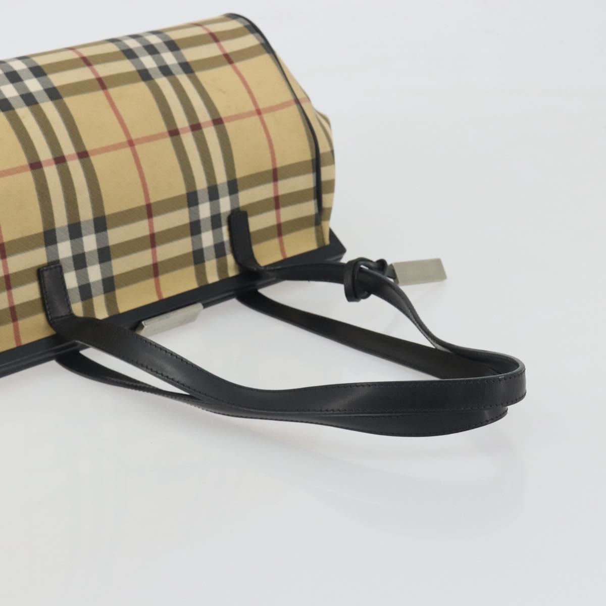BURBERRY Nova Check Tote Bag PVC Beige Silver Auth 195080A