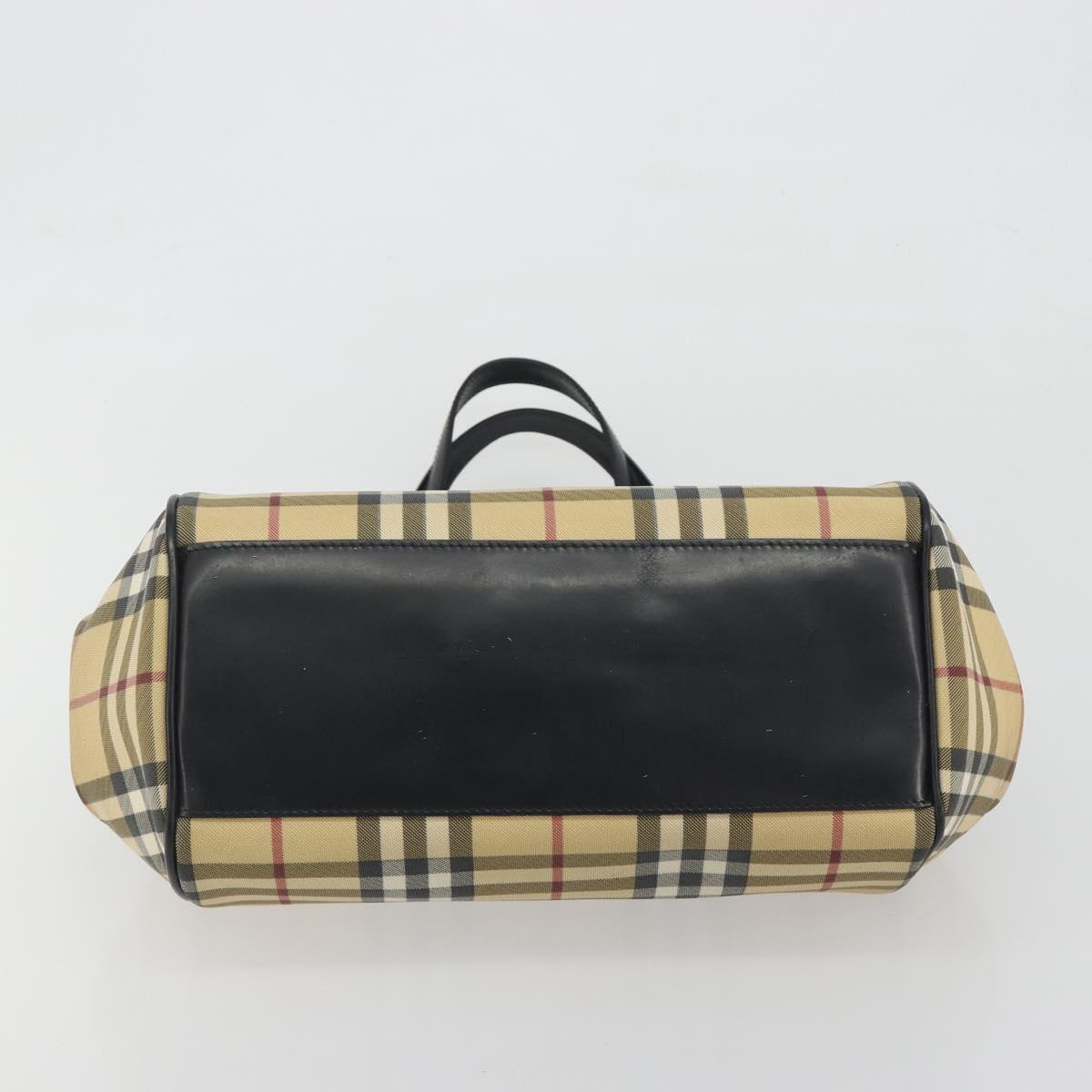 BURBERRY Nova Check Tote Bag PVC Beige Silver Auth 195080A