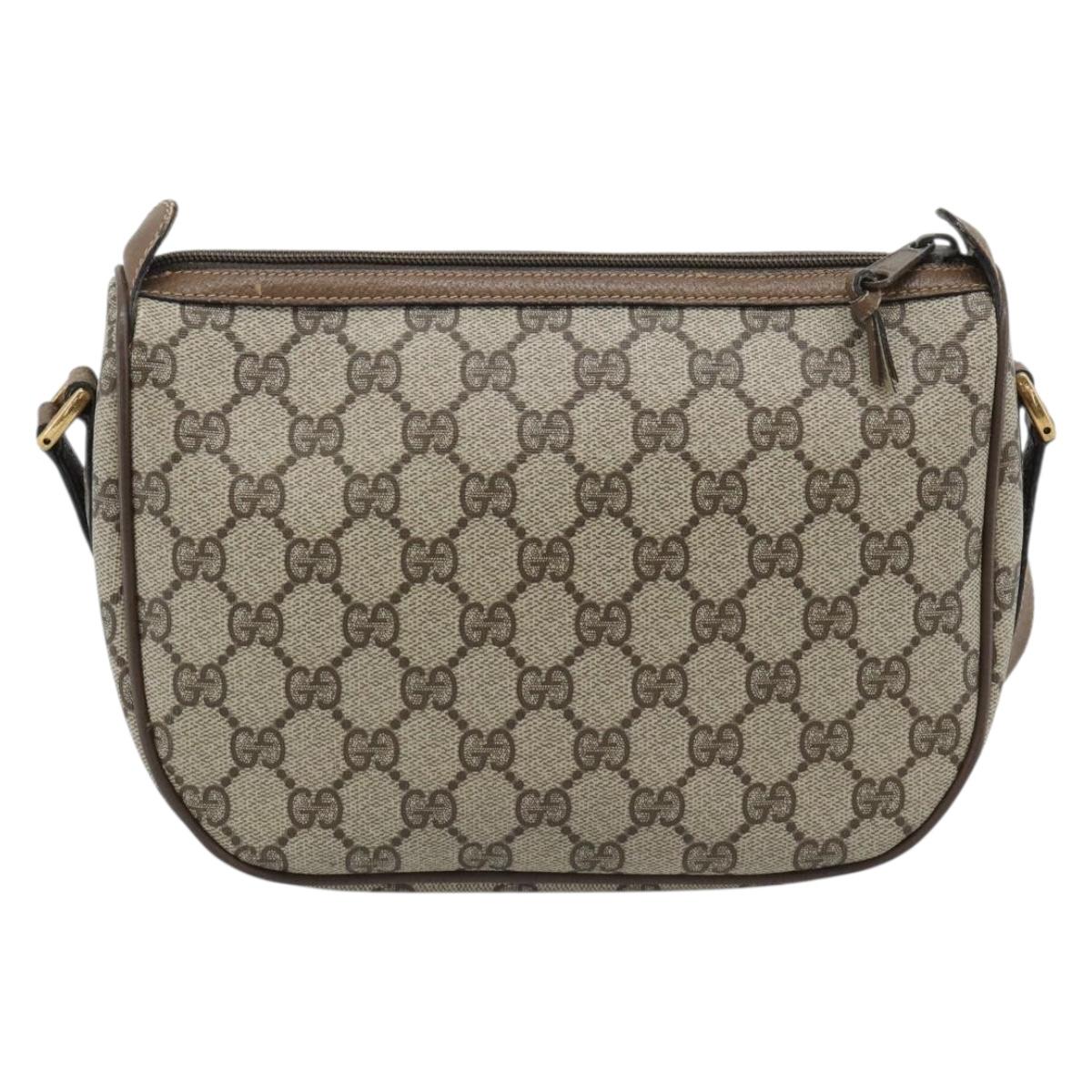 GUCCI GG Supreme Web Sherry Line Bag PVC Beige Gold 89 02 032 Auth 195081