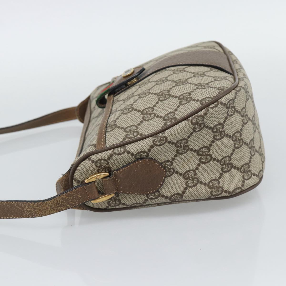 GUCCI GG Supreme Web Sherry Line Bag PVC Beige Gold 89 02 032 Auth 195081