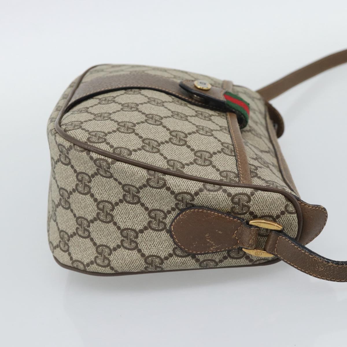 GUCCI GG Supreme Web Sherry Line Bag PVC Beige Gold 89 02 032 Auth 195081