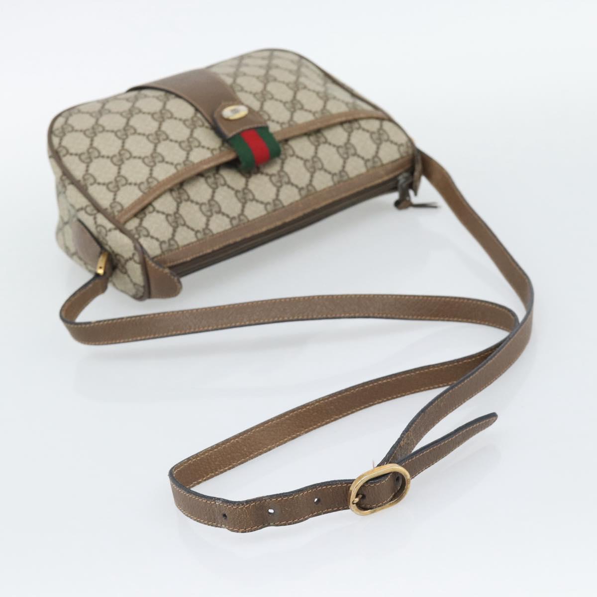 GUCCI GG Supreme Web Sherry Line Bag PVC Beige Gold 89 02 032 Auth 195081