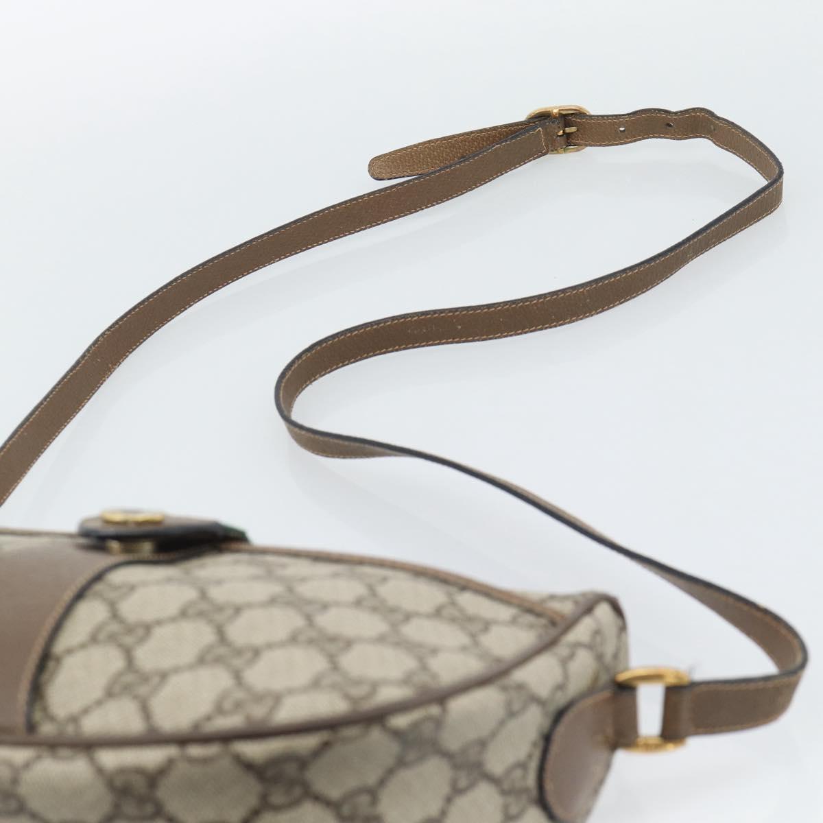 GUCCI GG Supreme Web Sherry Line Bag PVC Beige Gold 89 02 032 Auth 195081