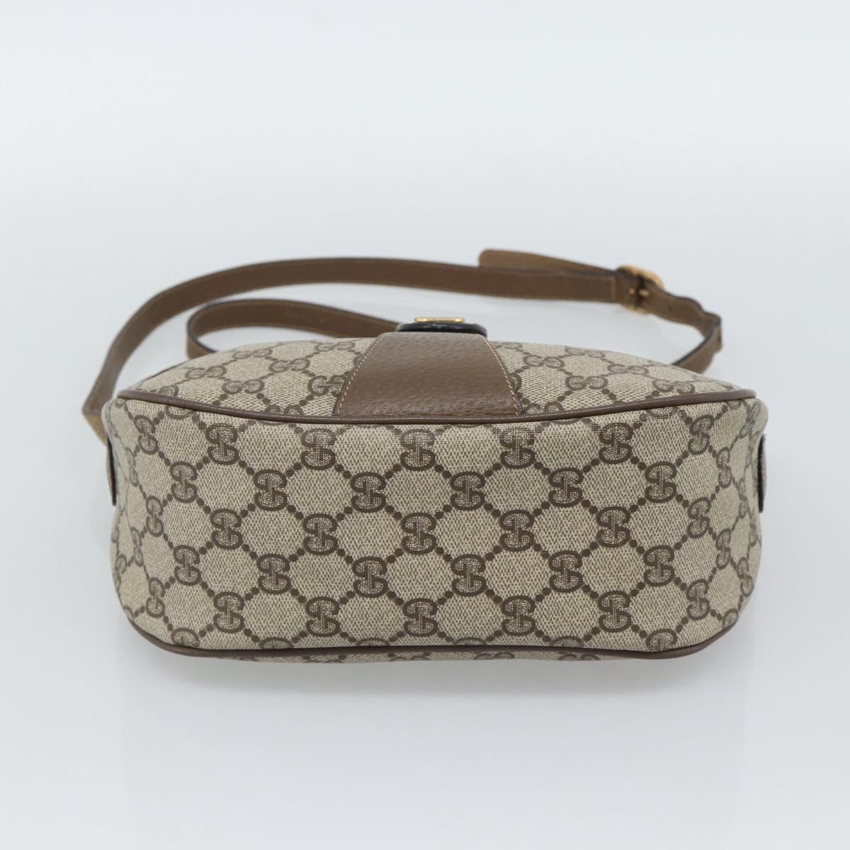 GUCCI GG Supreme Web Sherry Line Bag PVC Beige Gold 89 02 032 Auth 195081