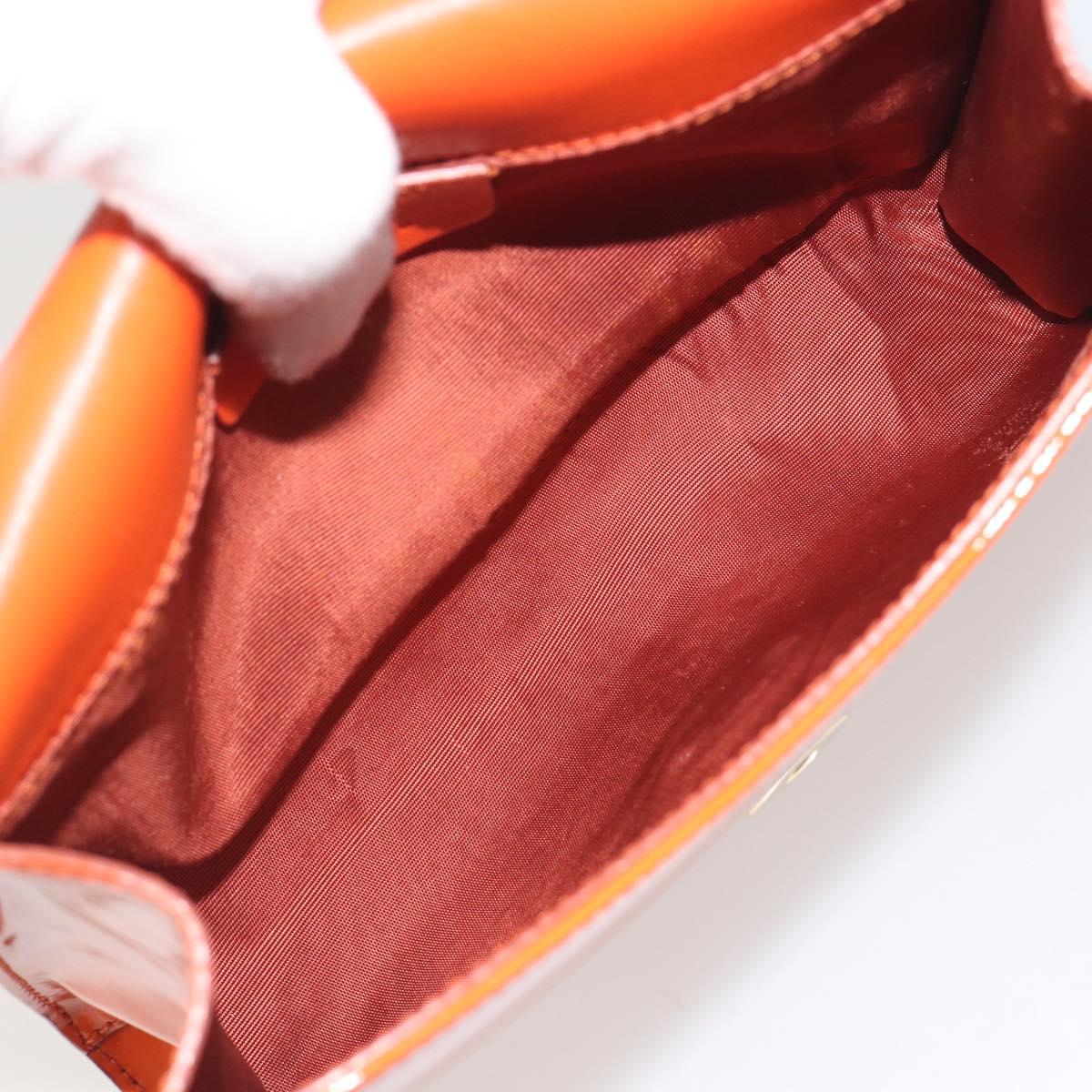 Salvatore Ferragamo Vala Chain Bag Patent leather Orange Gold Auth 195082