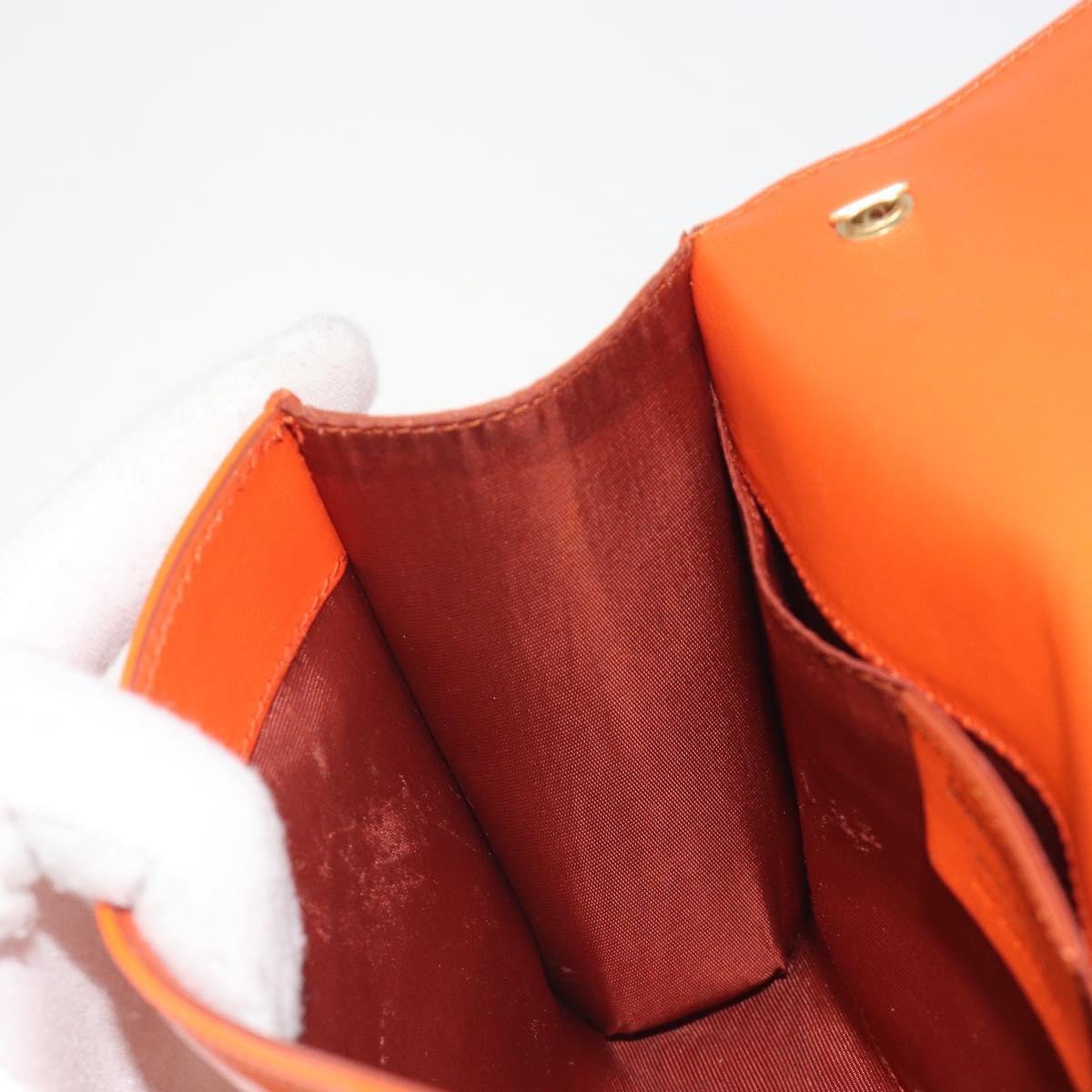 Salvatore Ferragamo Vala Chain Bag Patent leather Orange Gold Auth 195082