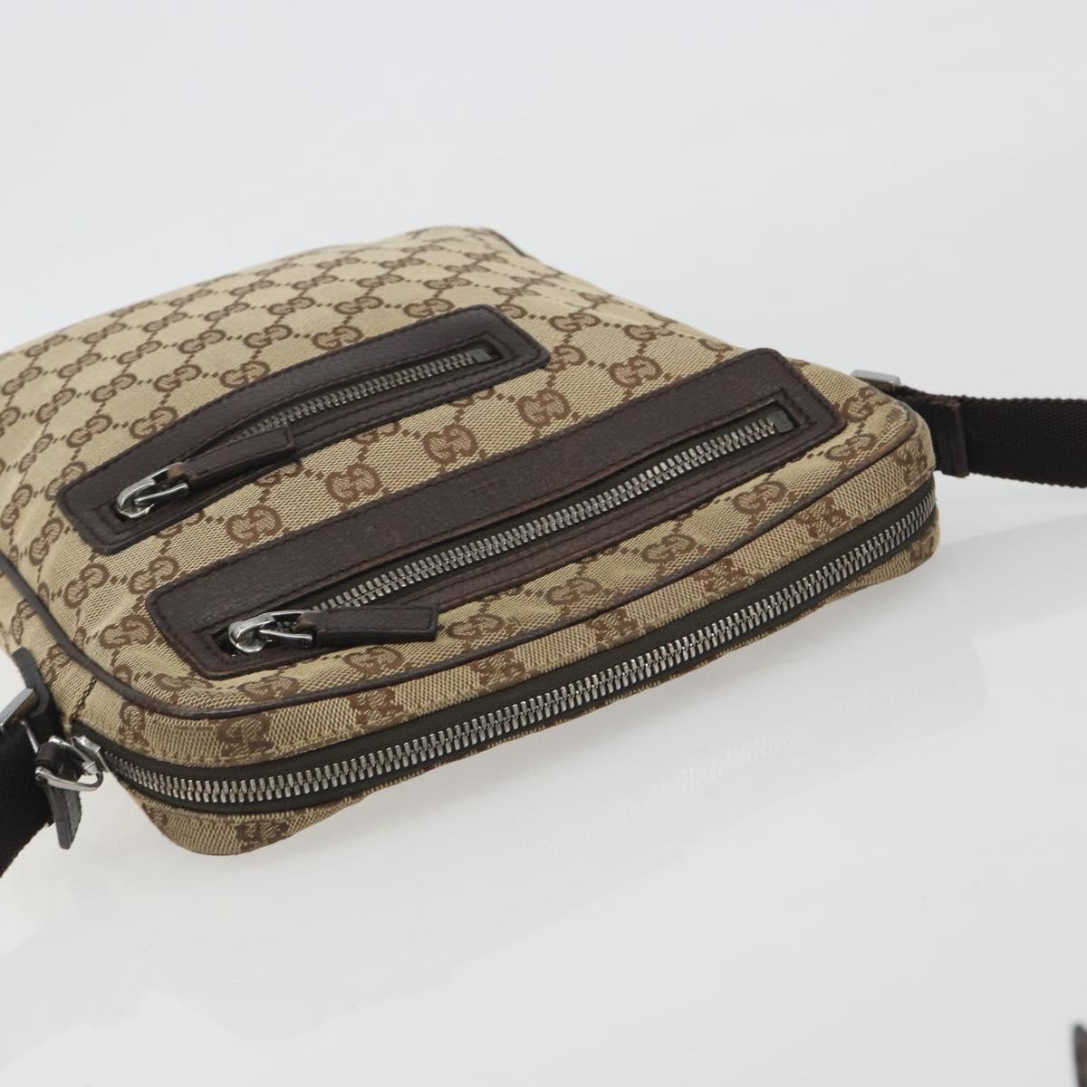 GUCCI GG Canvas Shoulder Bag Beige Silver 92551 Auth 195083