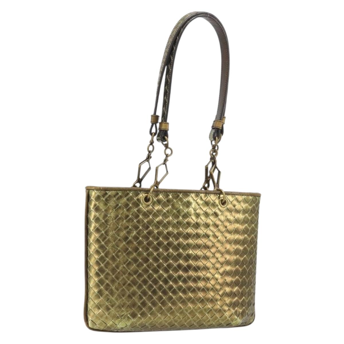 BOTTEGA VENETA INTRECCIATO Tote Bag Leather Gold 189228 Auth 195086A