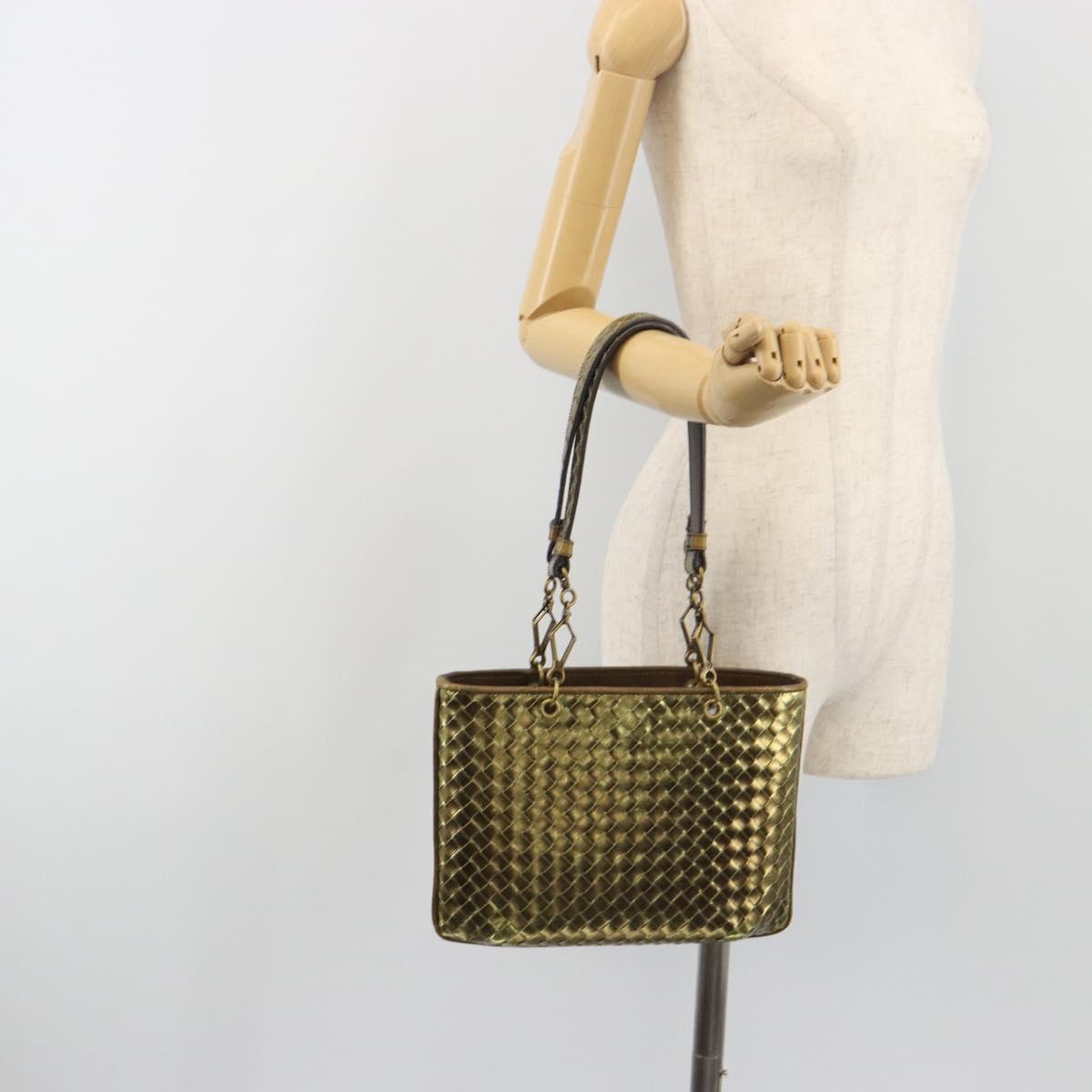 BOTTEGA VENETA INTRECCIATO Tote Bag Leather Gold 189228 Auth 195086A