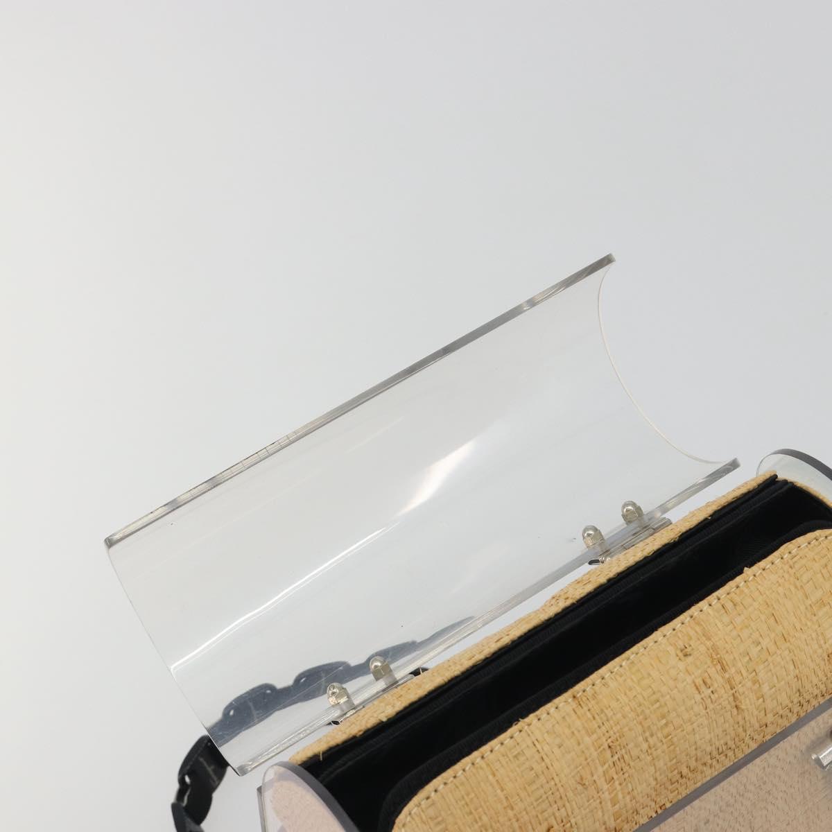 Salvatore Ferragamo Vala Chain Hand Bag Plastic Clear Silver Auth 195087V