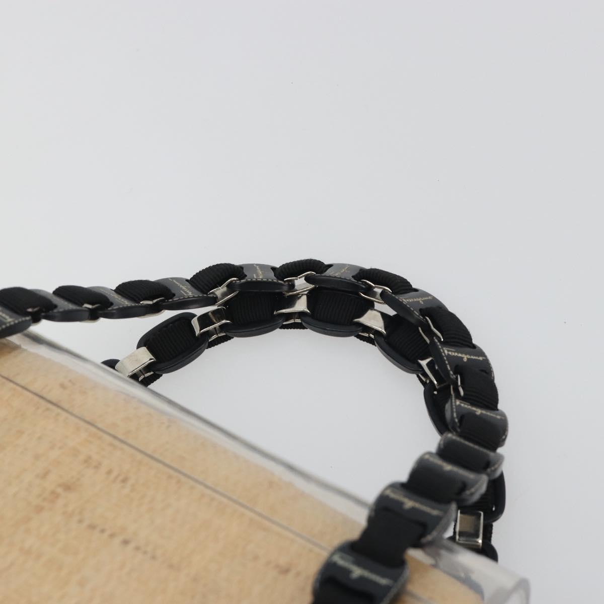 Salvatore Ferragamo Vala Chain Hand Bag Plastic Clear Silver Auth 195087V